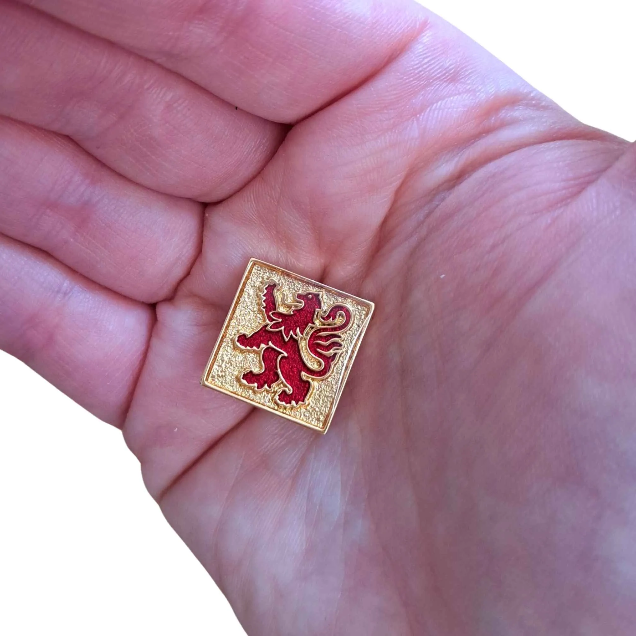 Lion Rampant Red and Gold Badge Pin