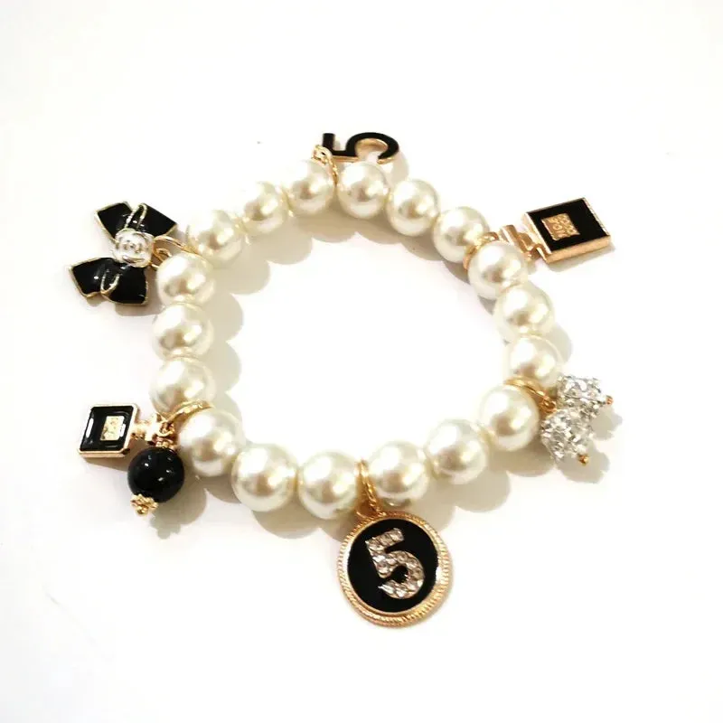 Luxury Pearl Tassel Bracelets for Women Bijoux Crystal No.5 Bracelet Gift