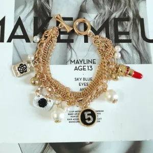 Luxury Pearl Tassel Bracelets for Women Bijoux Crystal No.5 Bracelet Gift
