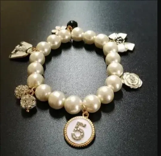 Luxury Pearl Tassel Bracelets for Women Bijoux Crystal No.5 Bracelet Gift