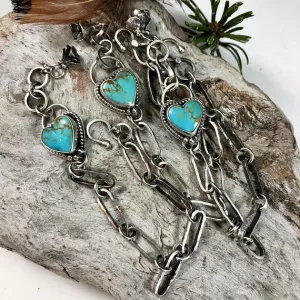 Made to order You have my Heart Turquoise and succulent hand stamped chain sterling silver bracelet
