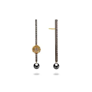 MARISSA MATCHSTICK PAVÉ TAHITIAN PEARL PRIMROSE EARRINGS