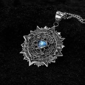 MAYA CALENDAR 925 Moonstone Sapphires Necklace