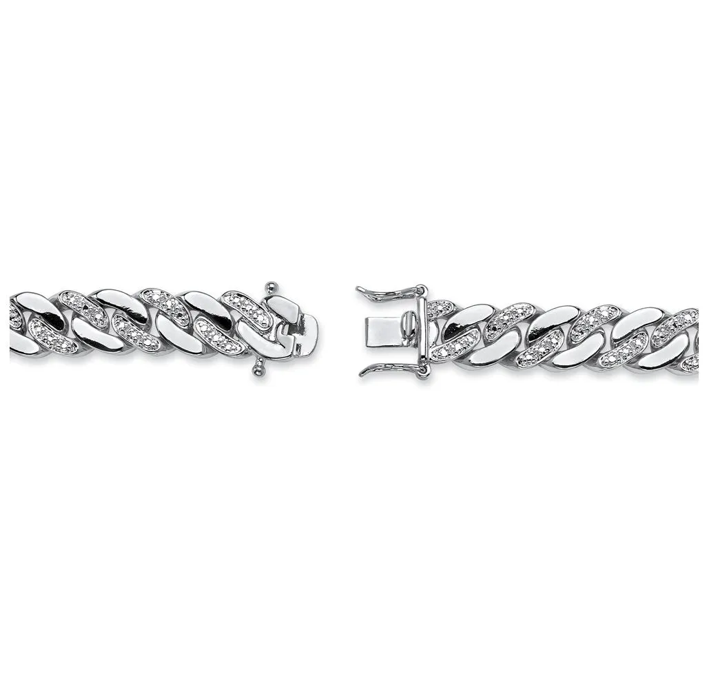 Men's Diamond Accent Curb-Link Platinum-Plated Bracelet