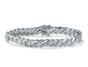 Men's Diamond Accent Curb-Link Platinum-Plated Bracelet