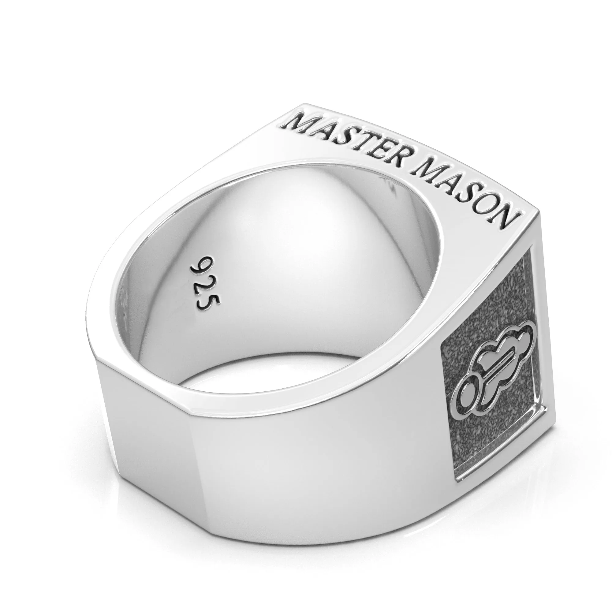 Men's Heavy 925 Sterling Silver Freemason Master Mason Ring Band