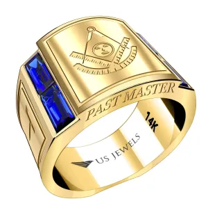 Men's Heavy Solid 10K or 14K Yellow Gold or White Gold Freemason Past Master Ring Band