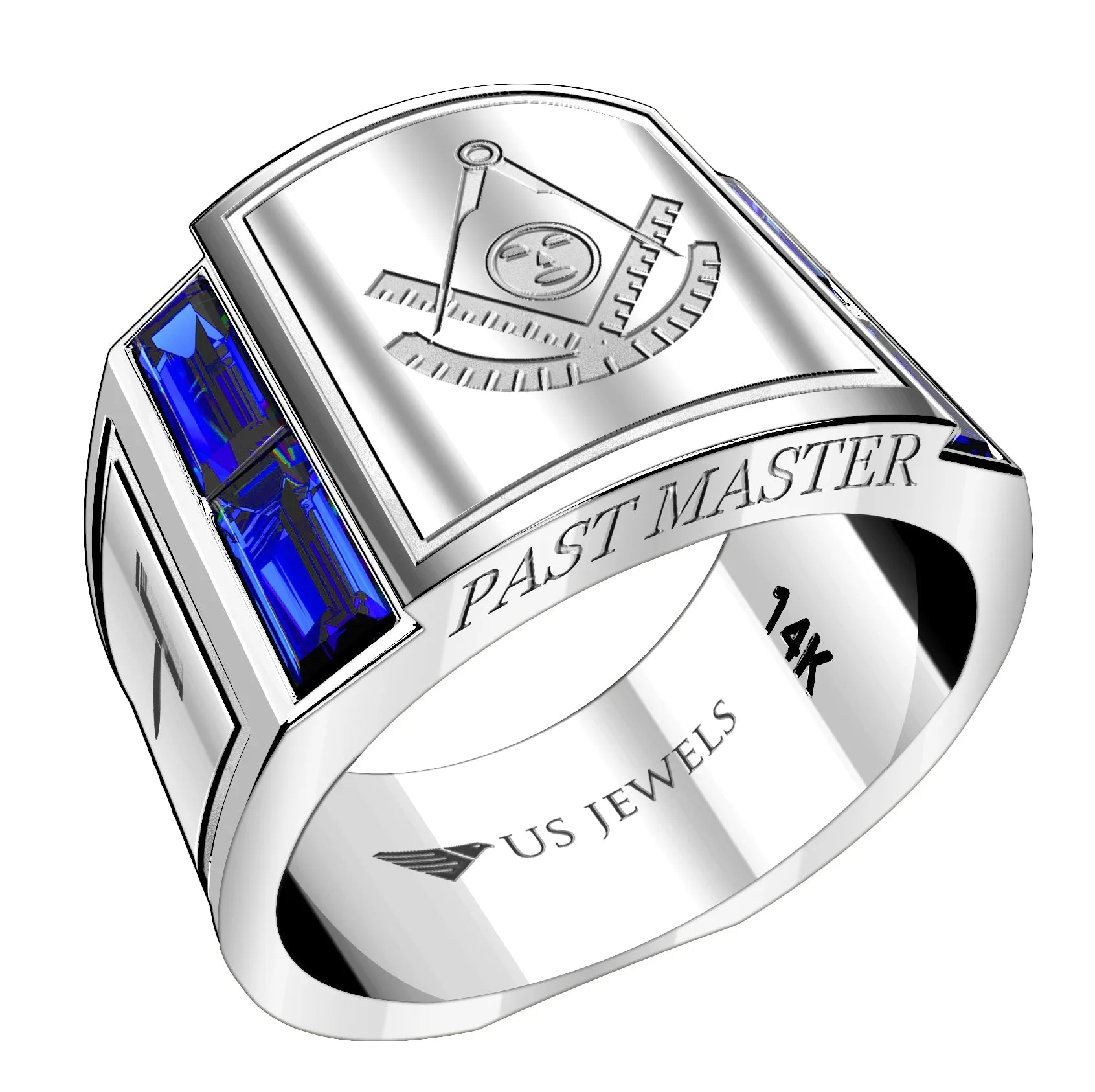 Men's Heavy Solid 10K or 14K Yellow Gold or White Gold Freemason Past Master Ring Band