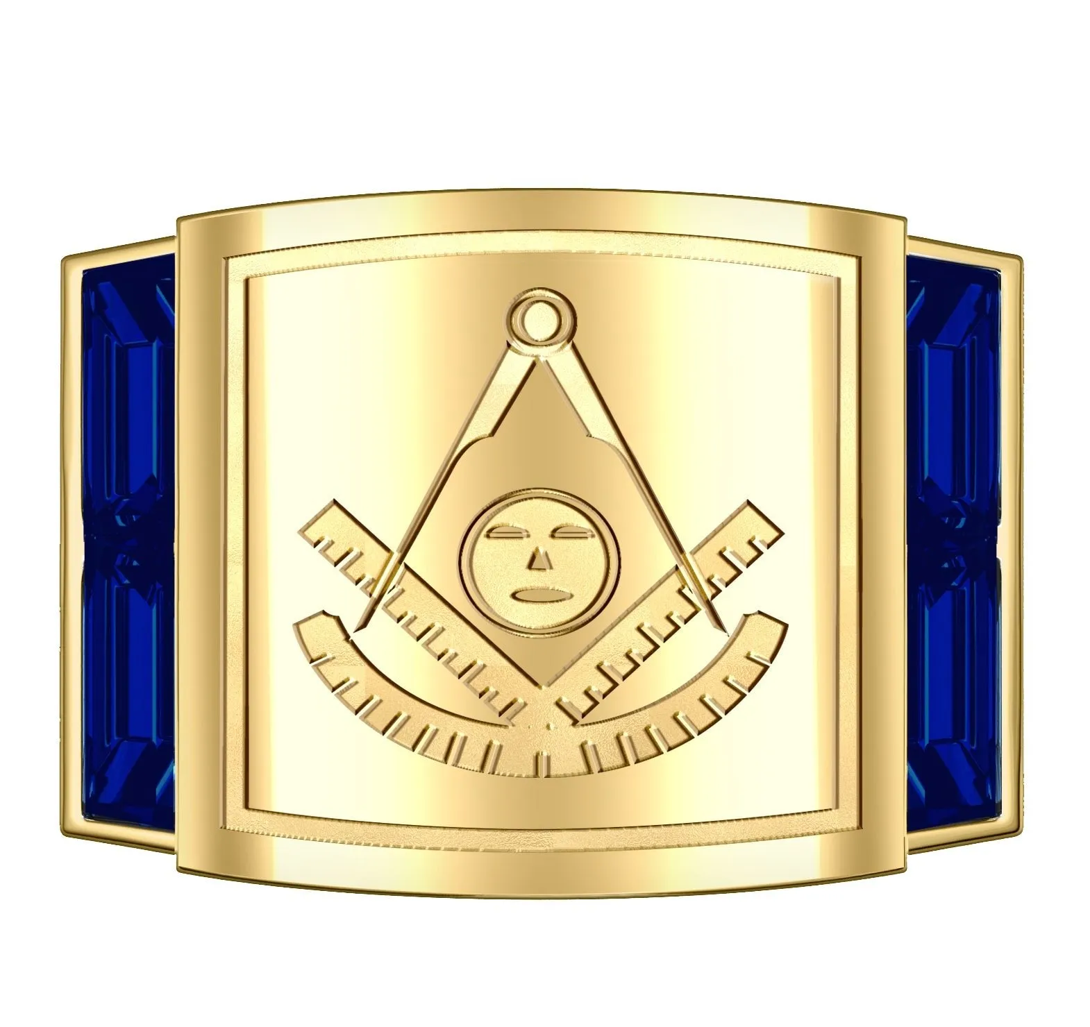 Men's Heavy Solid 10K or 14K Yellow Gold or White Gold Freemason Past Master Ring Band