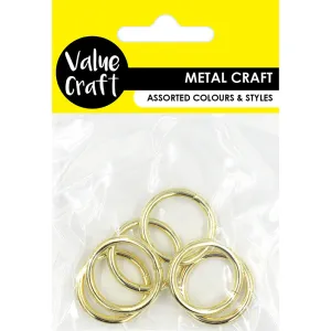 METAL METAL RINGS GOLD 3MM X 25MM 6PC