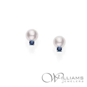 Mikimoto 18 Karat Blue Sapphire Earrings