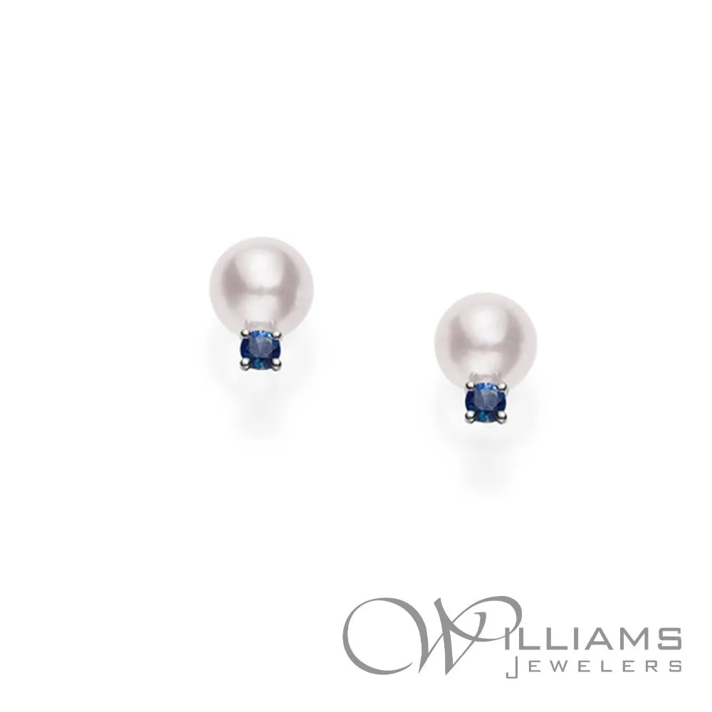 Mikimoto 18 Karat Blue Sapphire Earrings