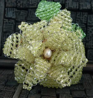 Mindy Lam Light Yellow and Green Swarovski Crystal Flower Pin