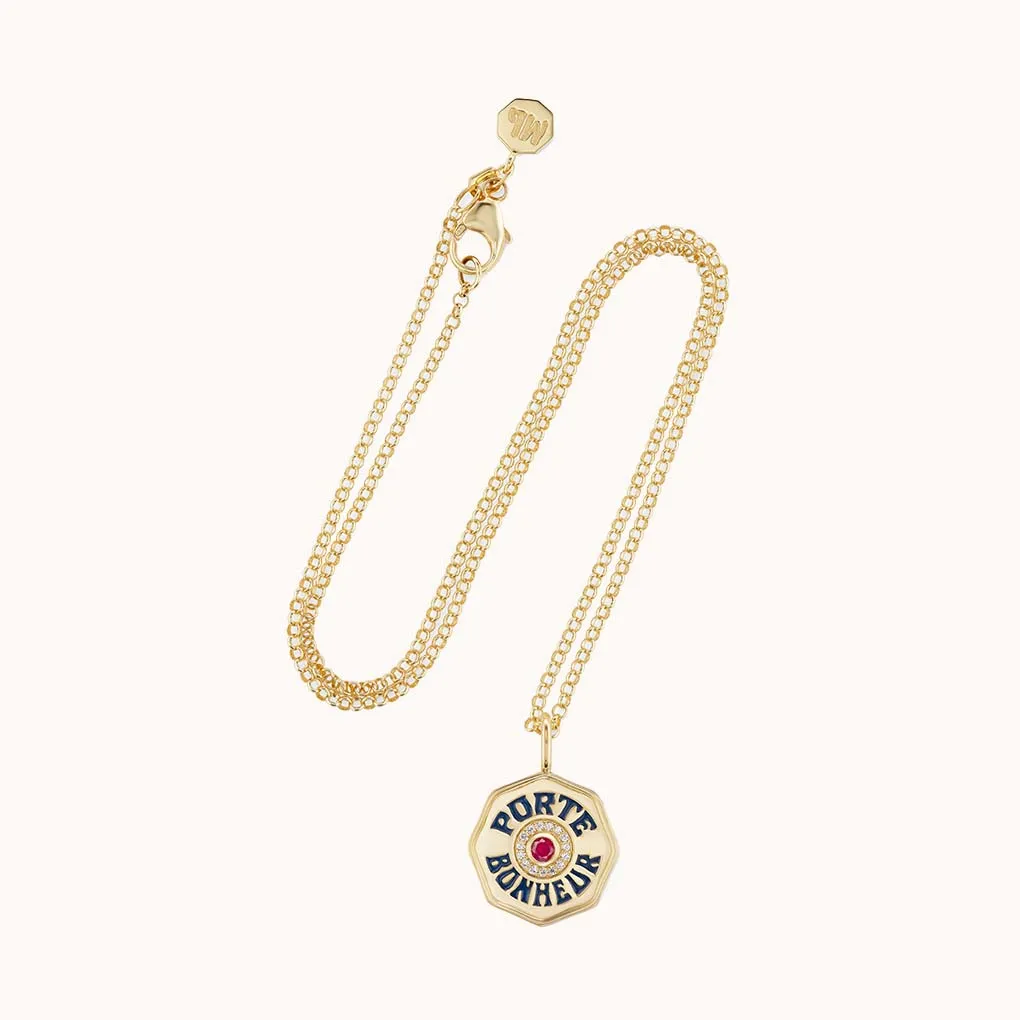 Mini Diamond Halo Porte Bonheur Ruby
