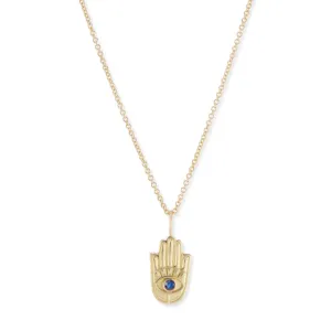 Mini Gold Hamsa Pendant with Stone Eye