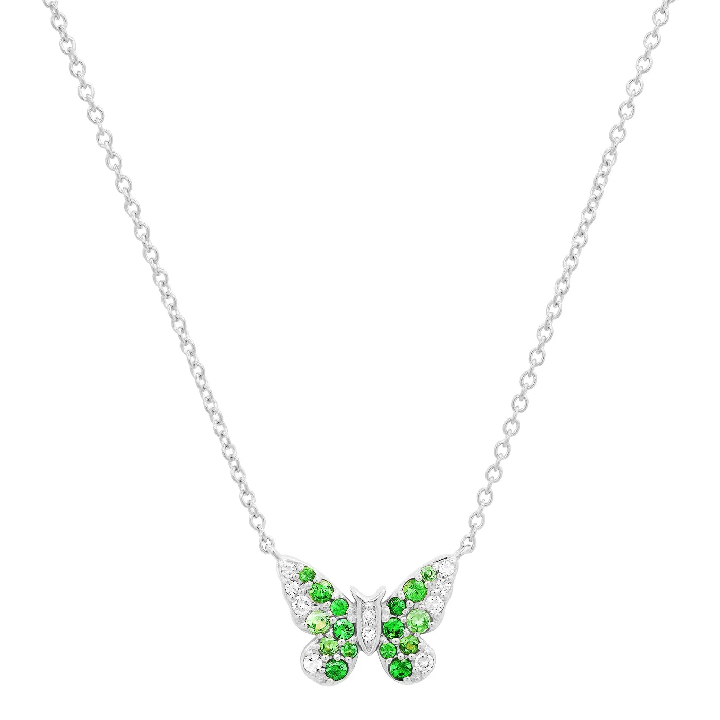 Mini Ombre Semi Precious and Diamond Butterfly Necklace