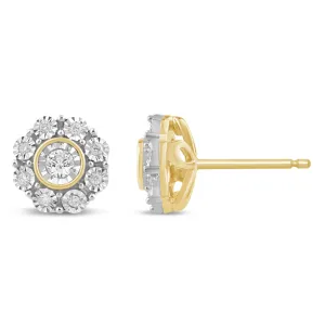 Miracle Flower Earrings with 0.15ct of Diamonds in 9ct Yellow Gold