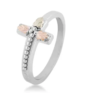 Modern Cross - Sterling Silver Black Hills Gold Ring