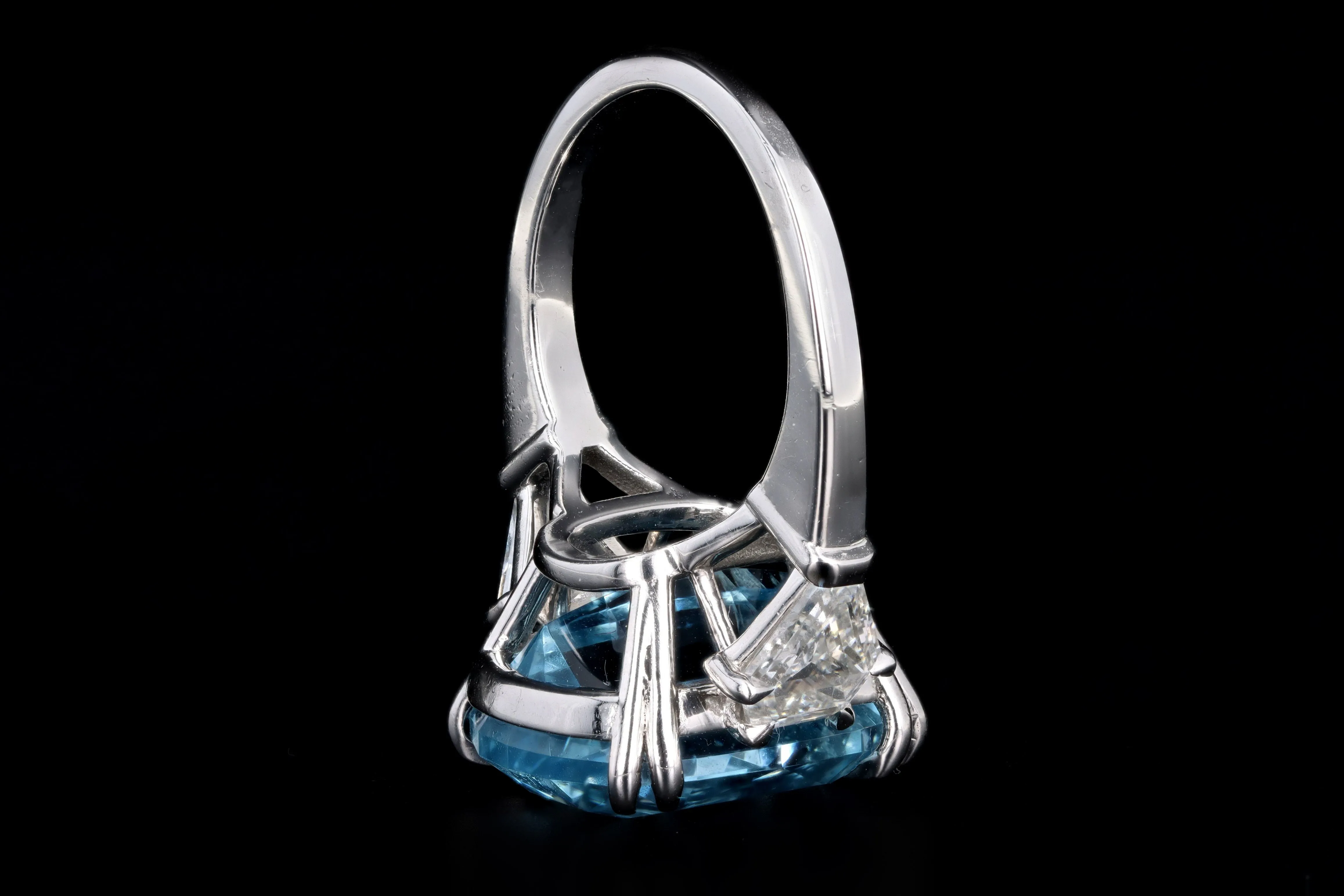 Modern Platinum 10.07 Carat Aquamarine and Diamond Ring GIA Certified