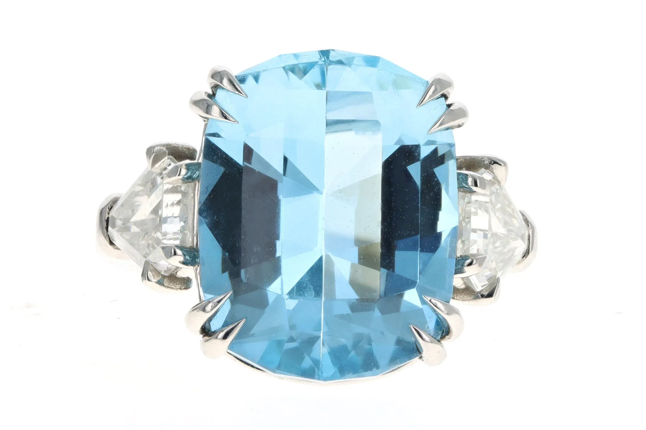 Modern Platinum 10.07 Carat Aquamarine and Diamond Ring GIA Certified