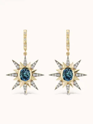 Montana Sapphire Single Starburst Earrings