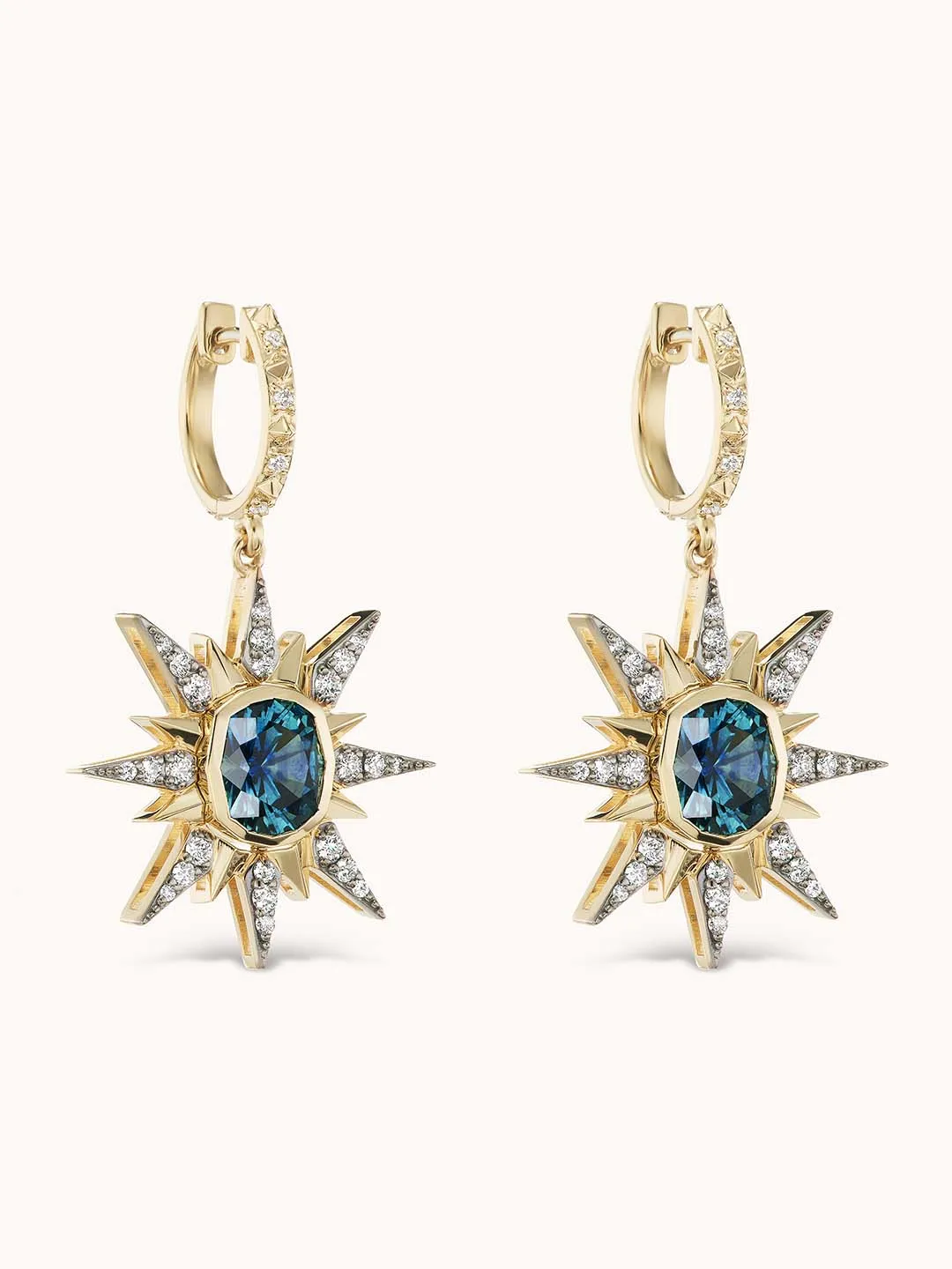 Montana Sapphire Single Starburst Earrings