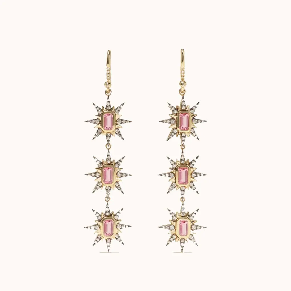 Multi Starburst Earrings Pink Sapphire