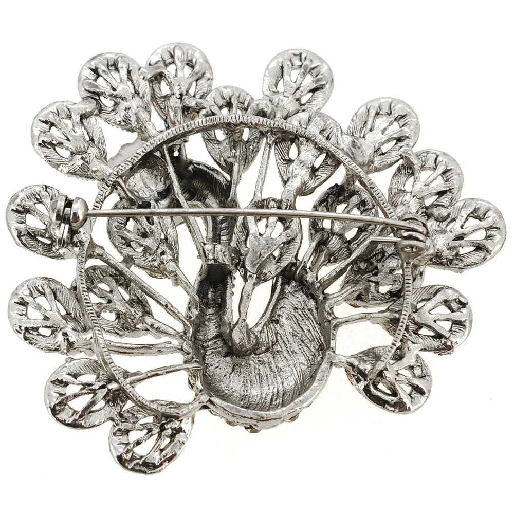 Multicolor Peacock Crystal Brooch Pin