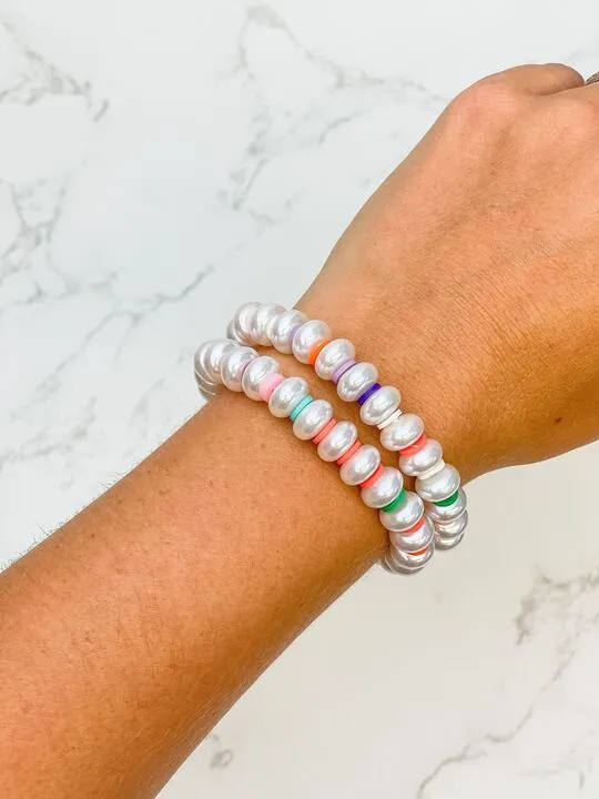 Multicolor Pearl Stretch Bracelet Set