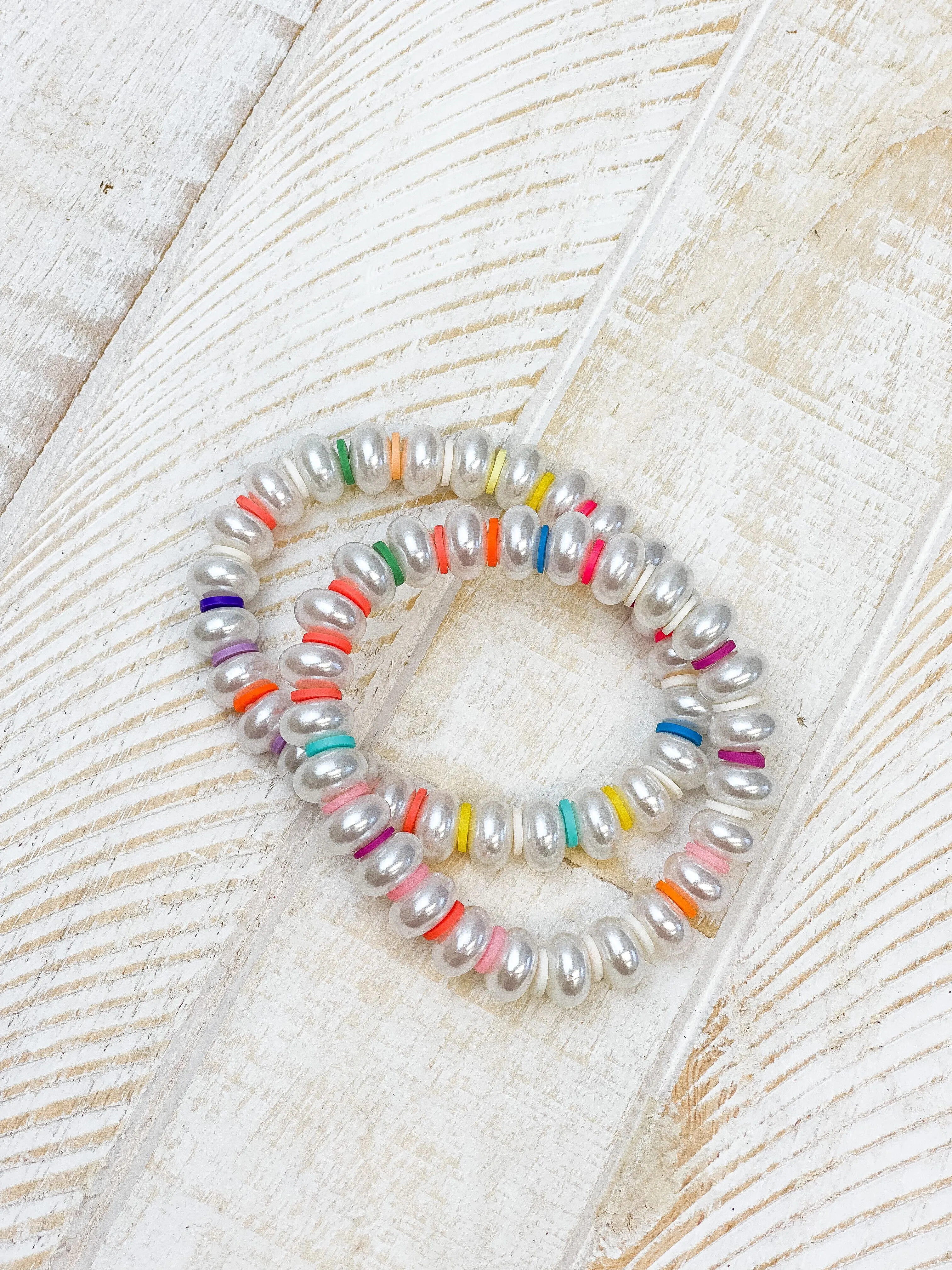 Multicolor Pearl Stretch Bracelet Set
