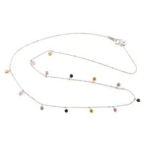 Multicolor Sapphire Gemstone Necklace Dainty Jewelry In 18k White Gold