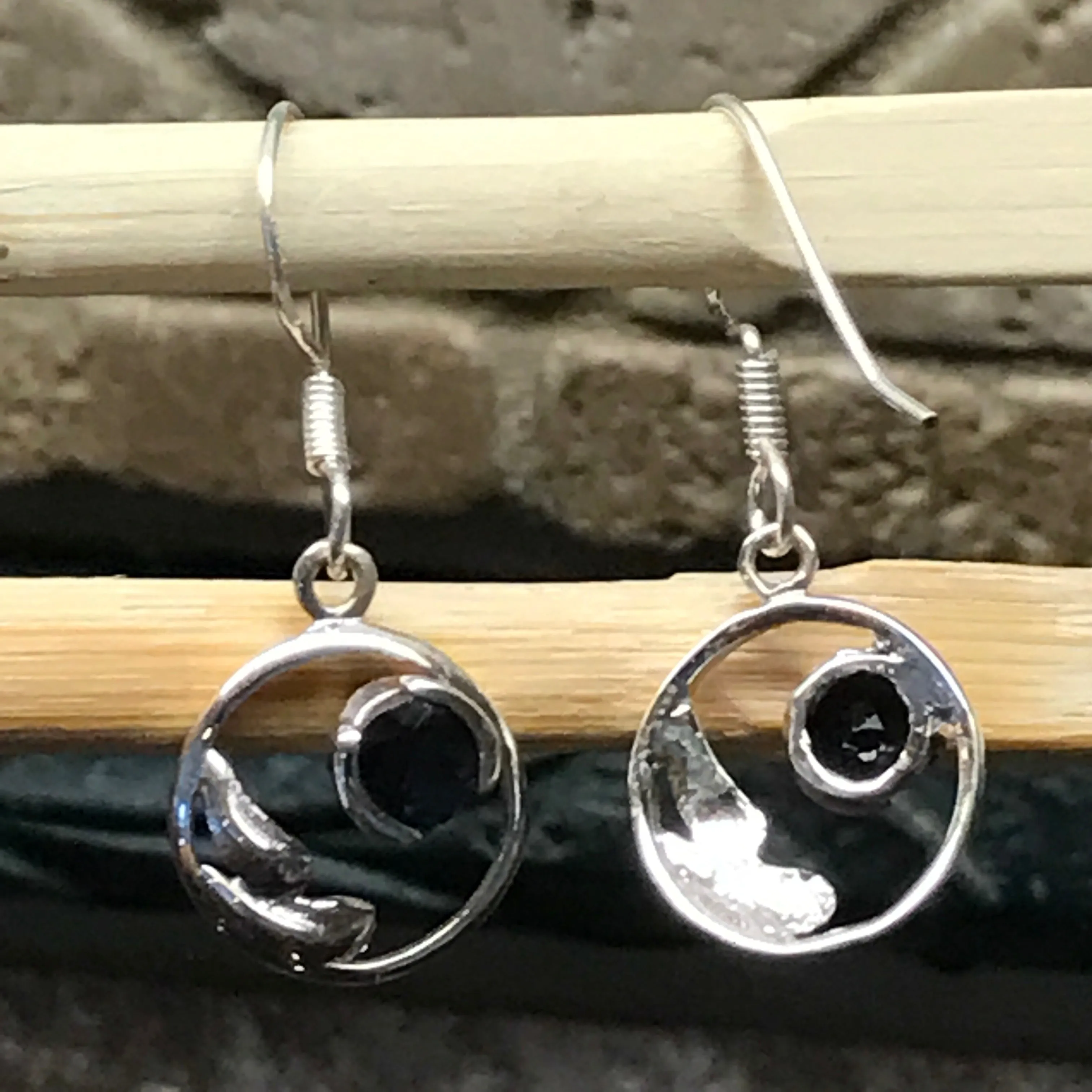 Natural 1ct Iolite 925 Solid Sterling Silver Earrings 25mm
