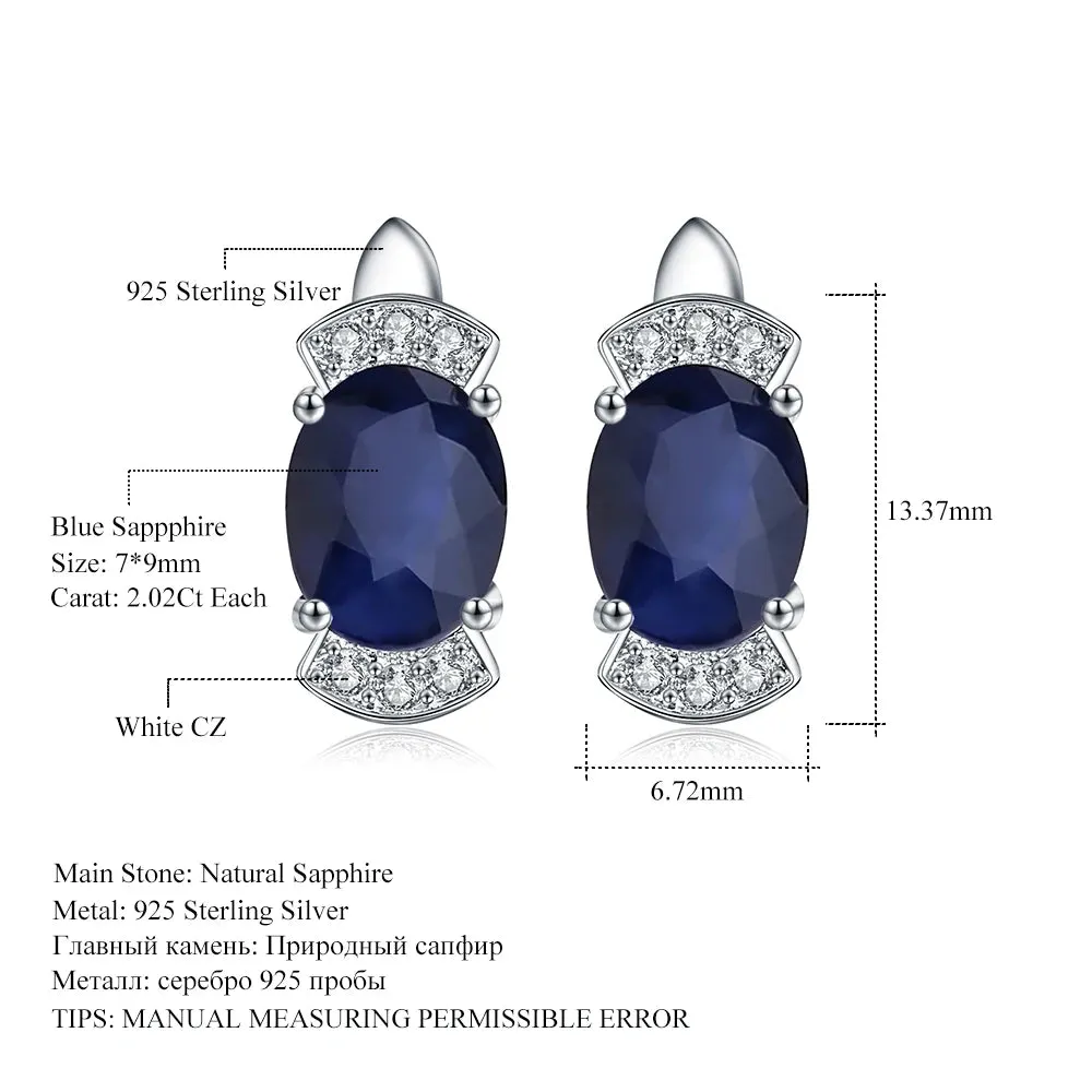 Natural Blue Sapphire Stud Earrings – 925 Sterling Silver, 2.02Ct, Engagement & Wedding Fine Jewelry