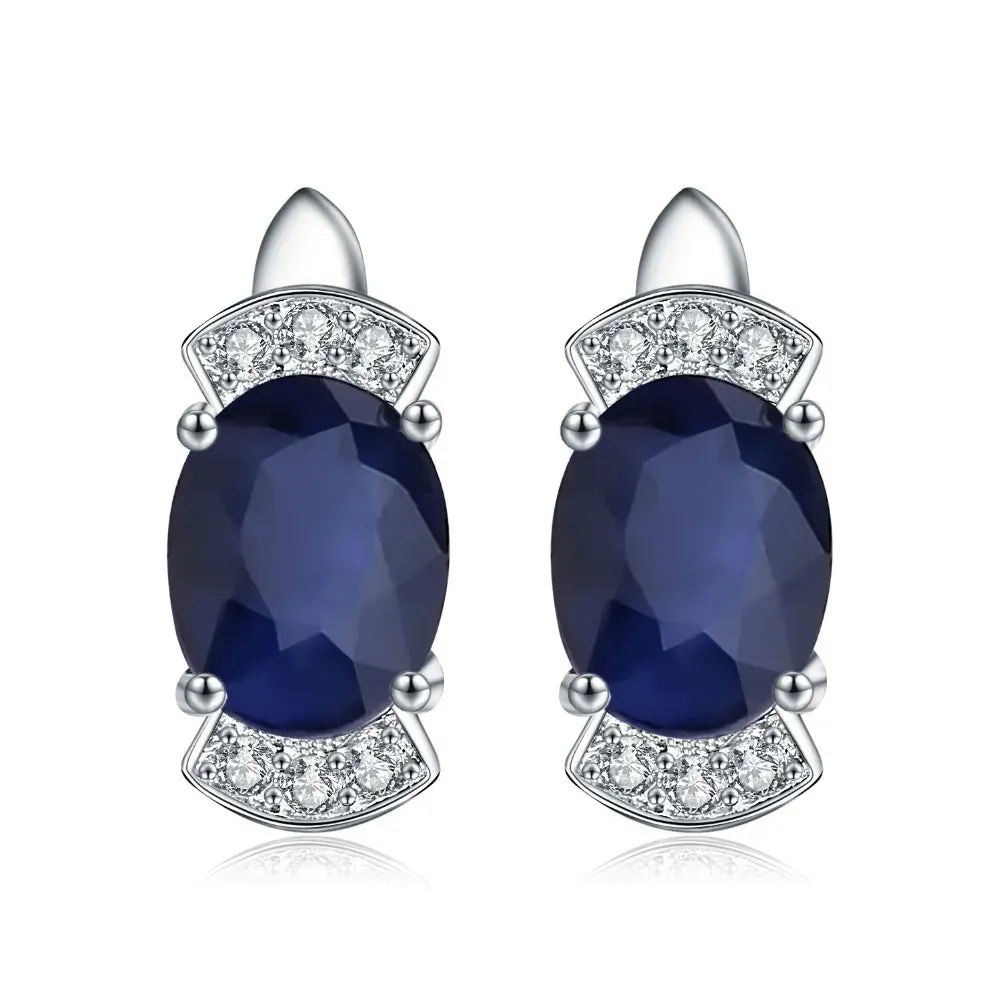 Natural Blue Sapphire Stud Earrings – 925 Sterling Silver, 2.02Ct, Engagement & Wedding Fine Jewelry