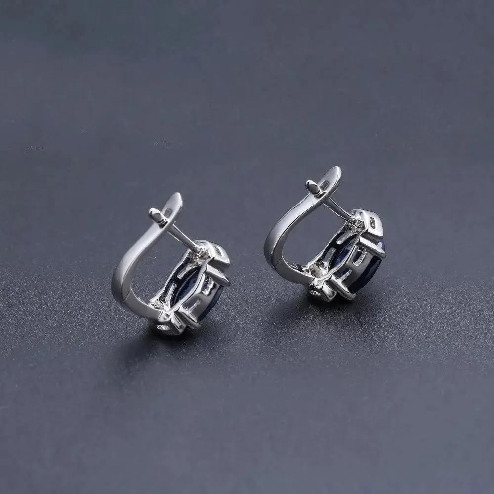 Natural Blue Sapphire Stud Earrings – 925 Sterling Silver, 2.02Ct, Engagement & Wedding Fine Jewelry