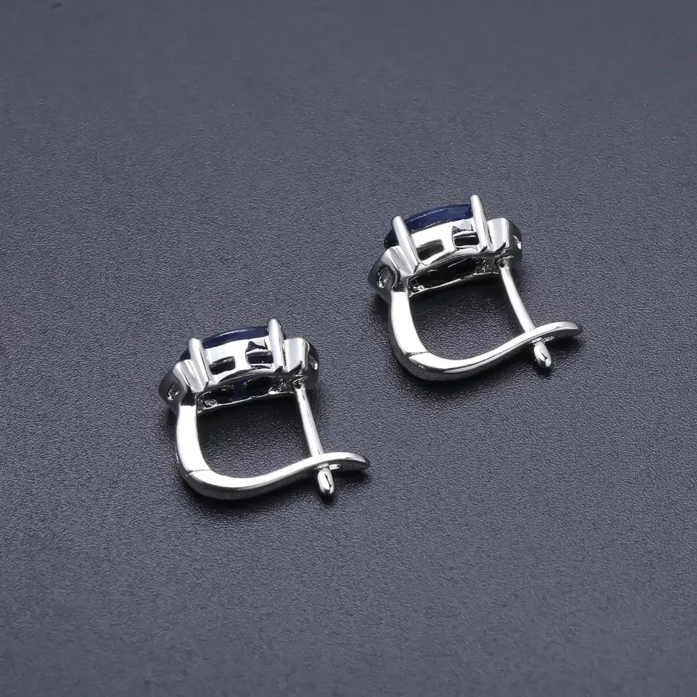Natural Blue Sapphire Stud Earrings – 925 Sterling Silver, 2.02Ct, Engagement & Wedding Fine Jewelry