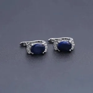 Natural Blue Sapphire Stud Earrings – 925 Sterling Silver, 2.02Ct, Engagement & Wedding Fine Jewelry