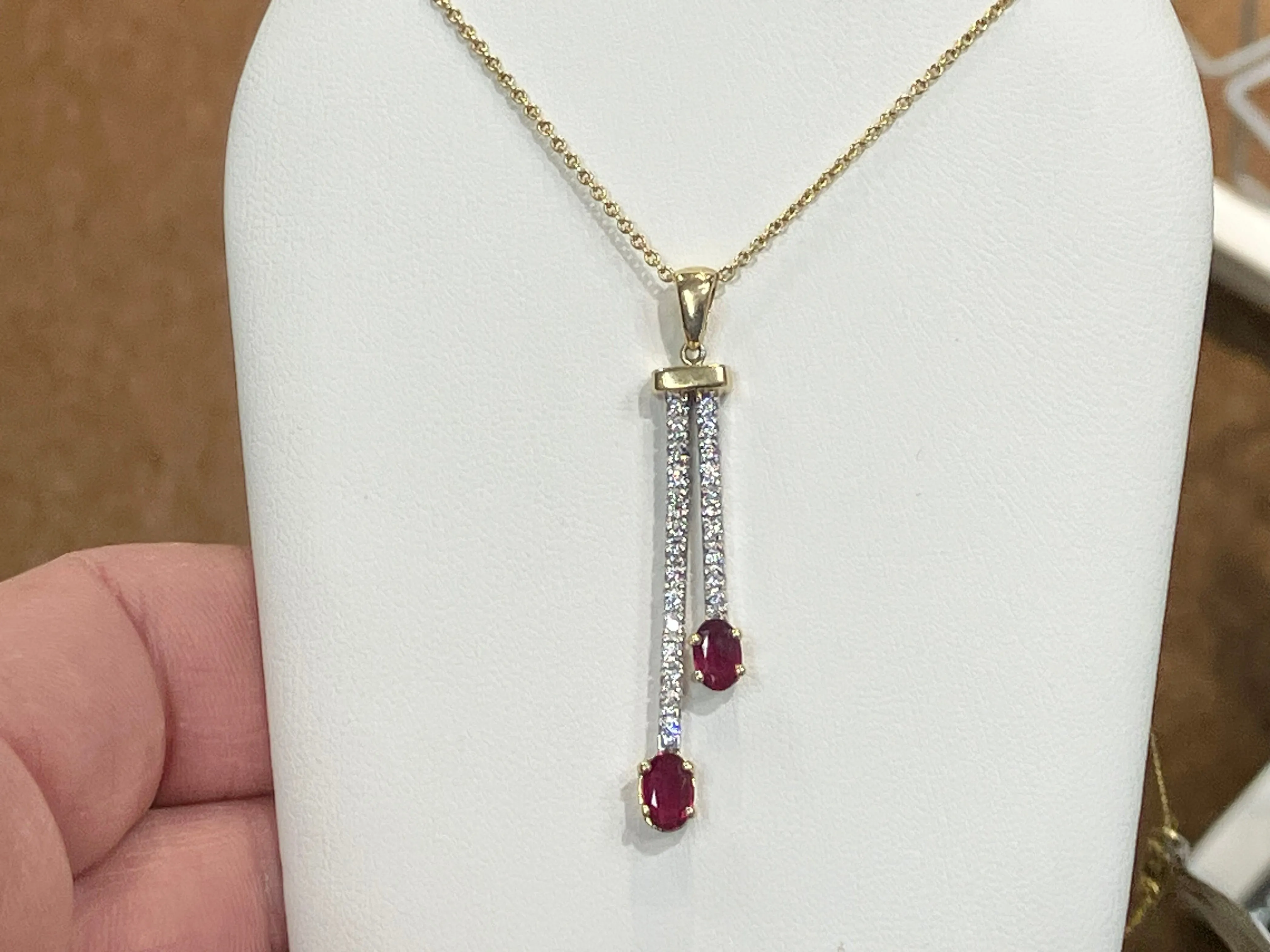 Natural Ruby And Diamond Gold Pendant
