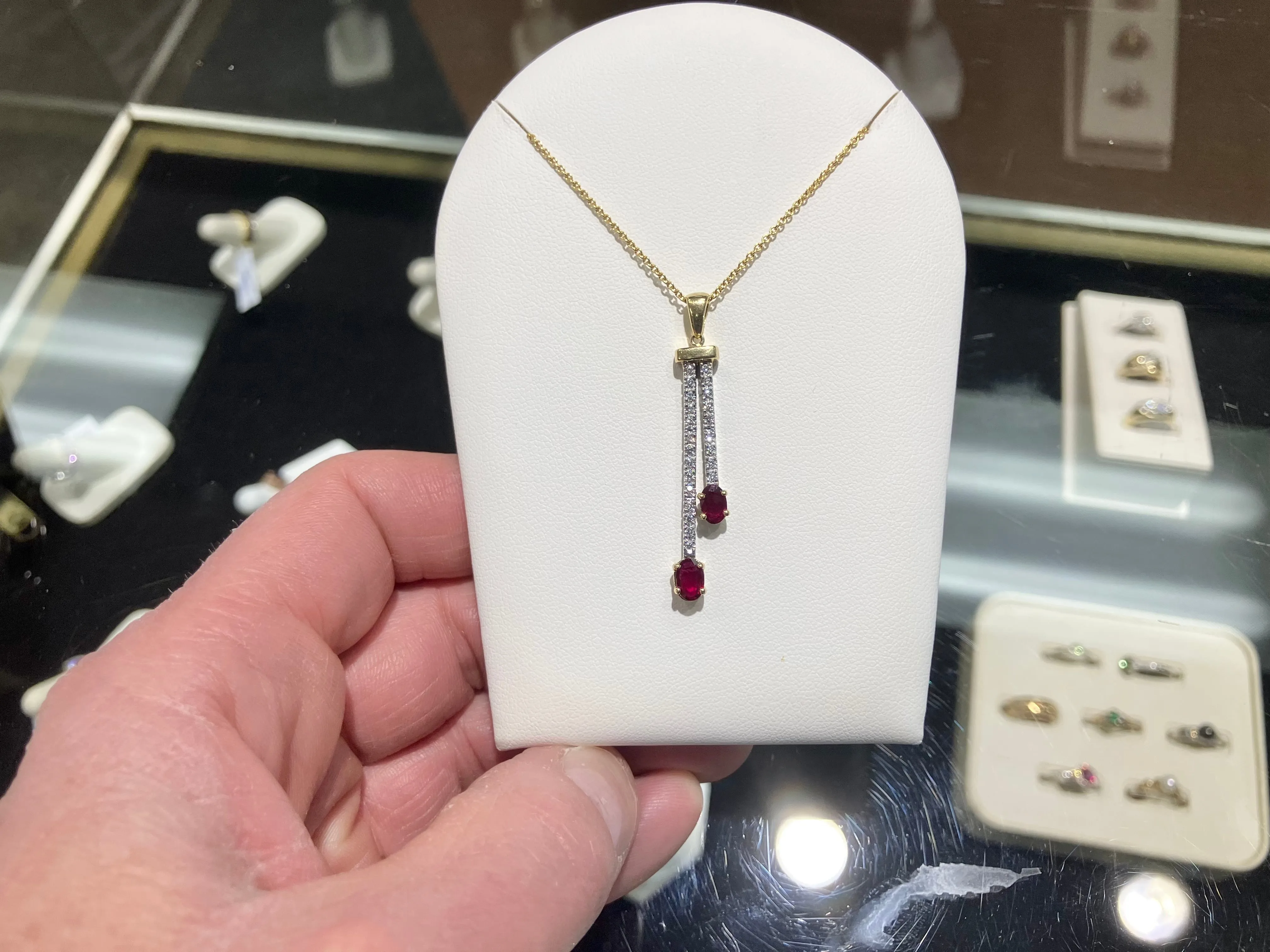 Natural Ruby And Diamond Gold Pendant