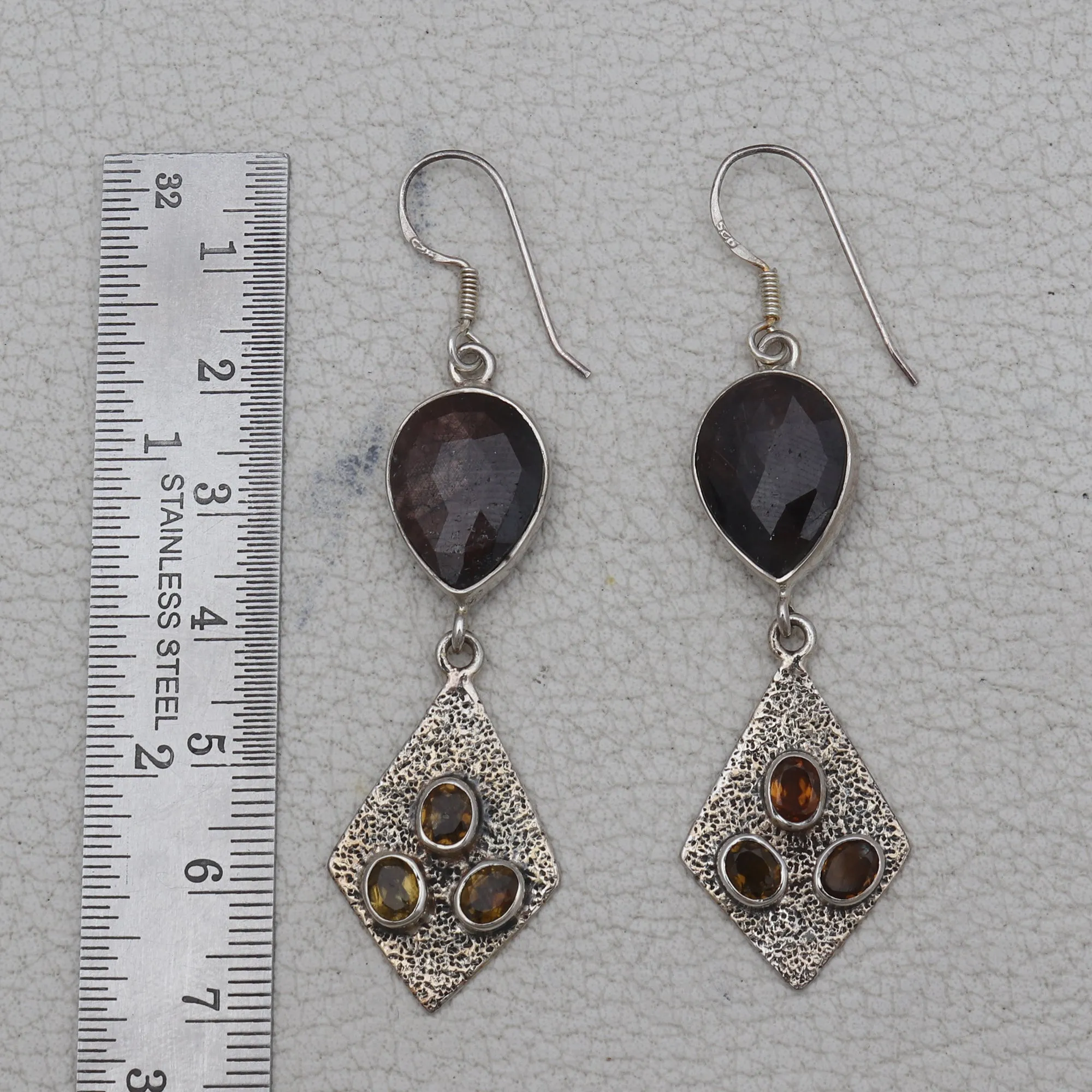 Natural Sapphire Silver Earrings