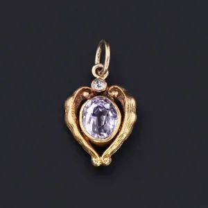 Natural Unheated Violet Sapphire Charm of 14k Gold