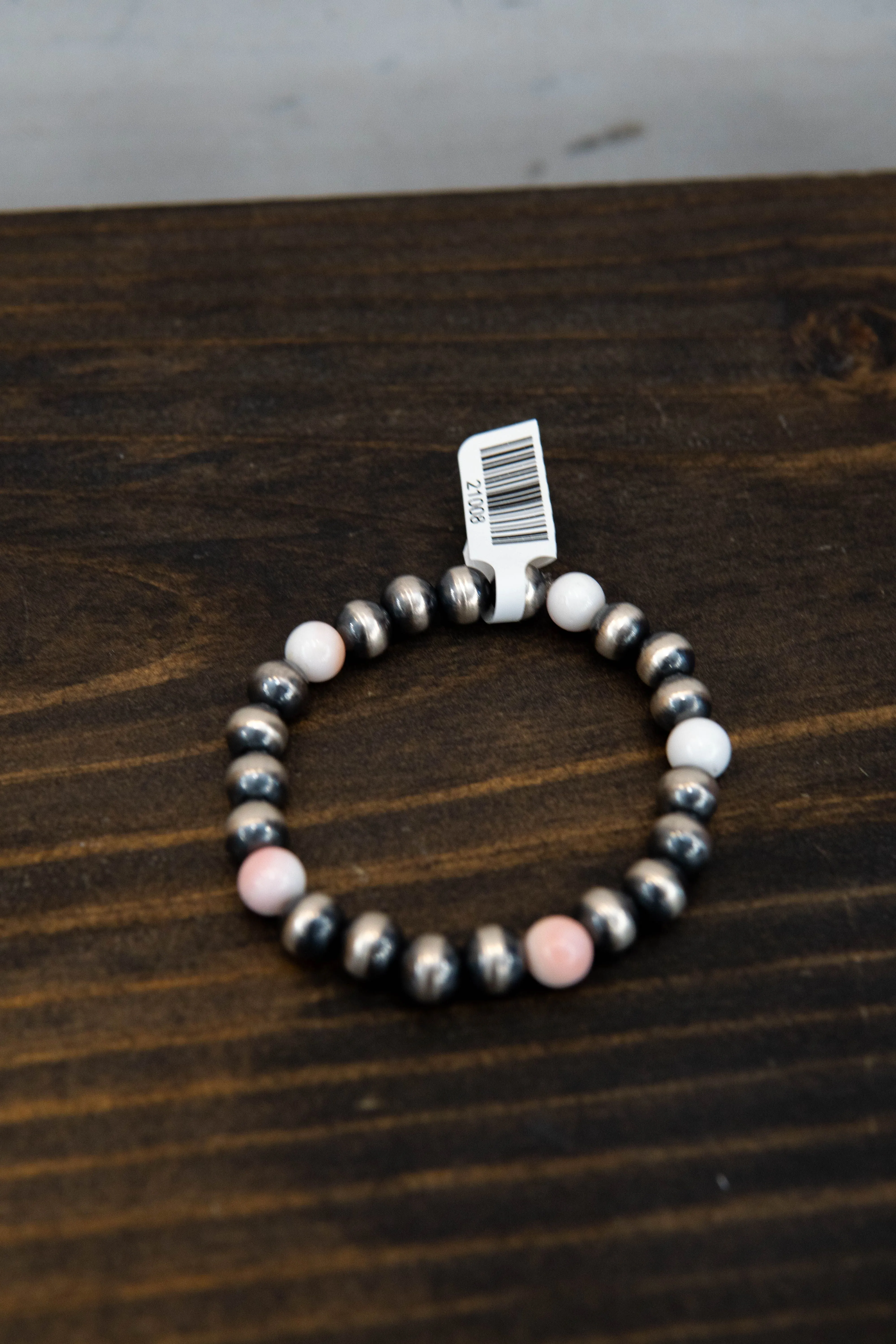 Navajo/Pink Conch Stretch Bracelet