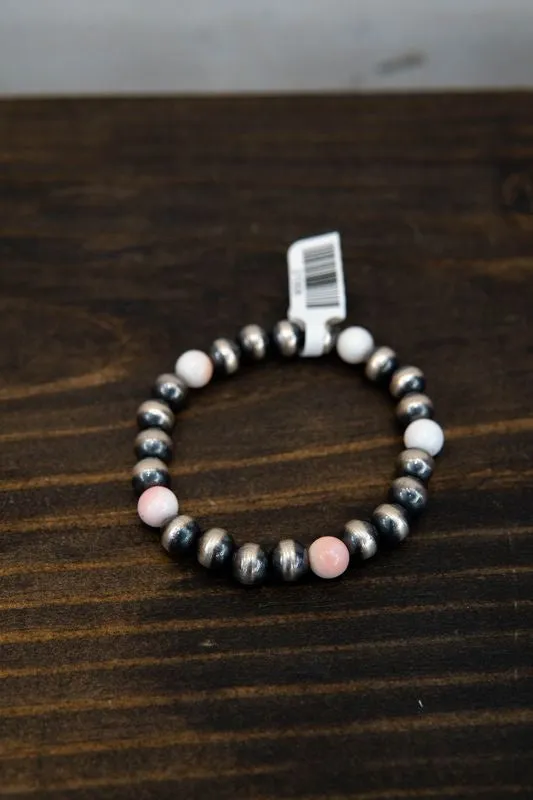 Navajo/Pink Conch Stretch Bracelet