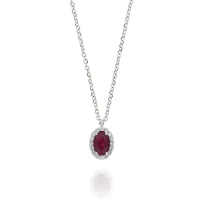 Necklace With Diamonds And Ruby (0.52) Oval Pendant