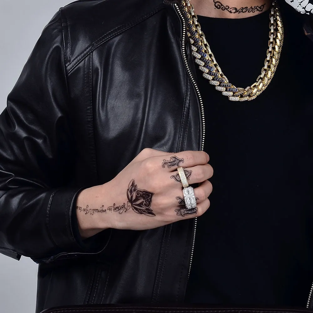 New Hip Hop Iced Out Zircon Gold Full Setting Silver Diamond Rings Design For Men Jewelry Wholesale