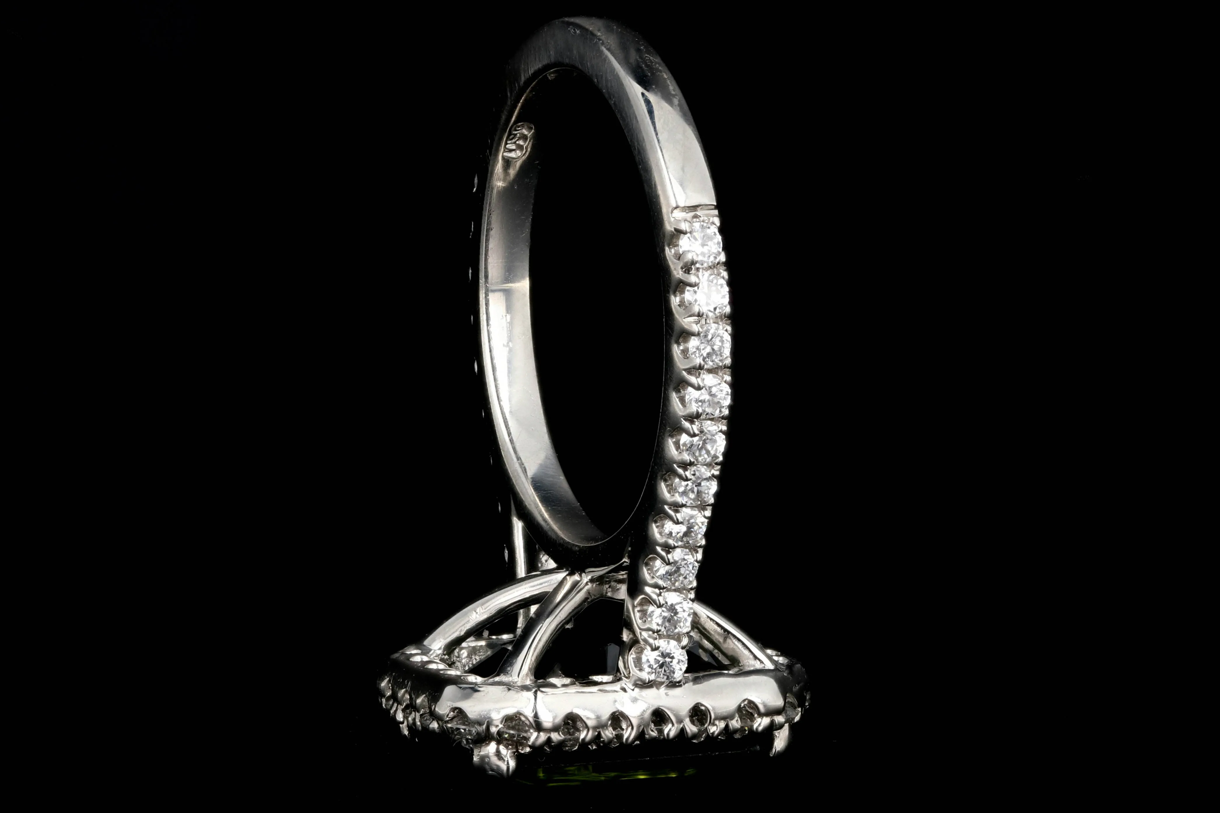 New Platinum 5.65 Carat Green Tourmaline and Diamond Halo Ring