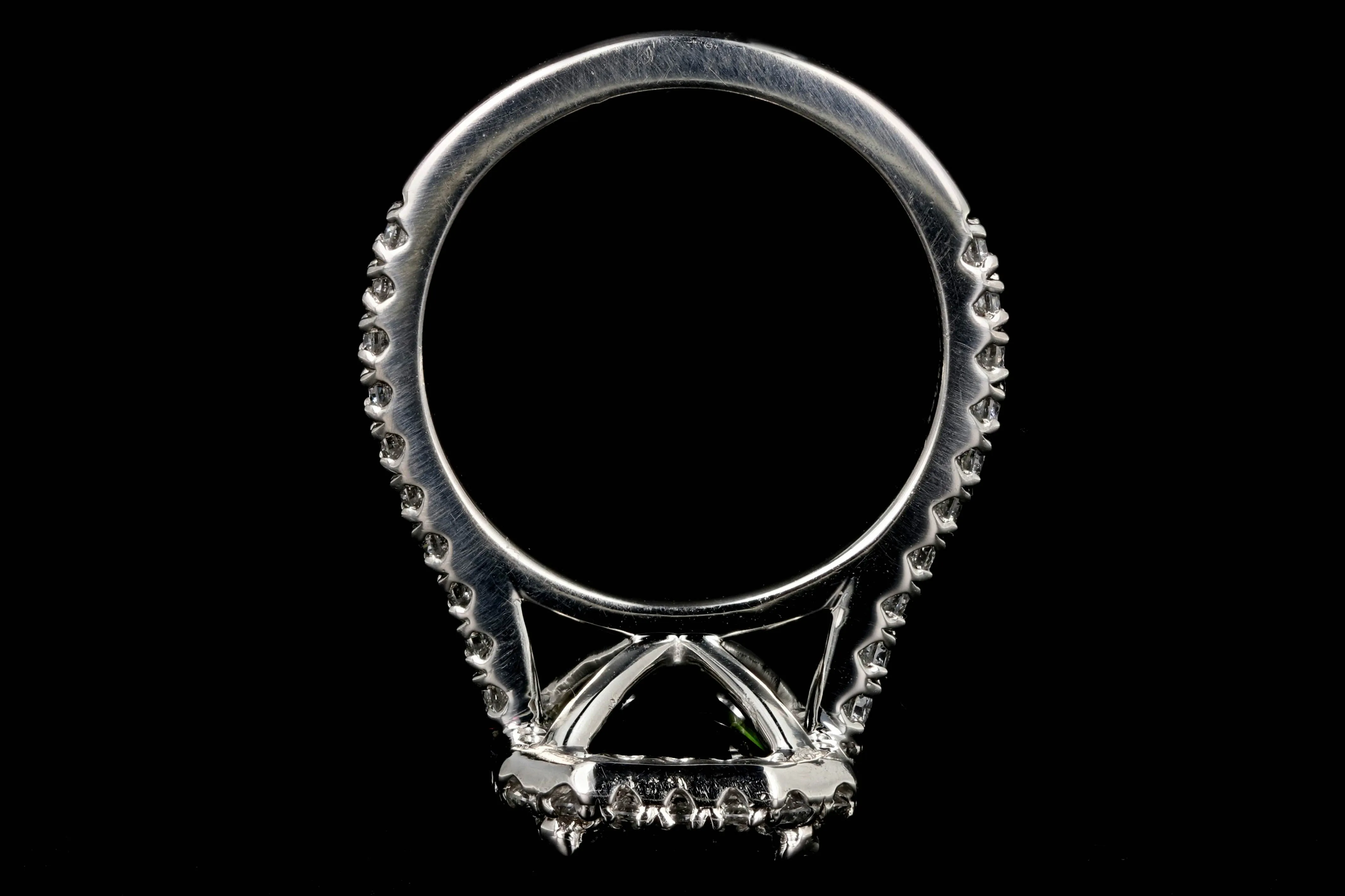 New Platinum 5.65 Carat Green Tourmaline and Diamond Halo Ring