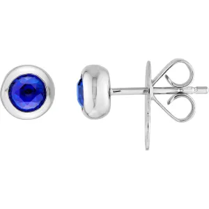 Olas d'Oro - 14K White Gold 4mm Round Blue Sapphire Stud Earrings - 0.66 Carat Total Carat Weight