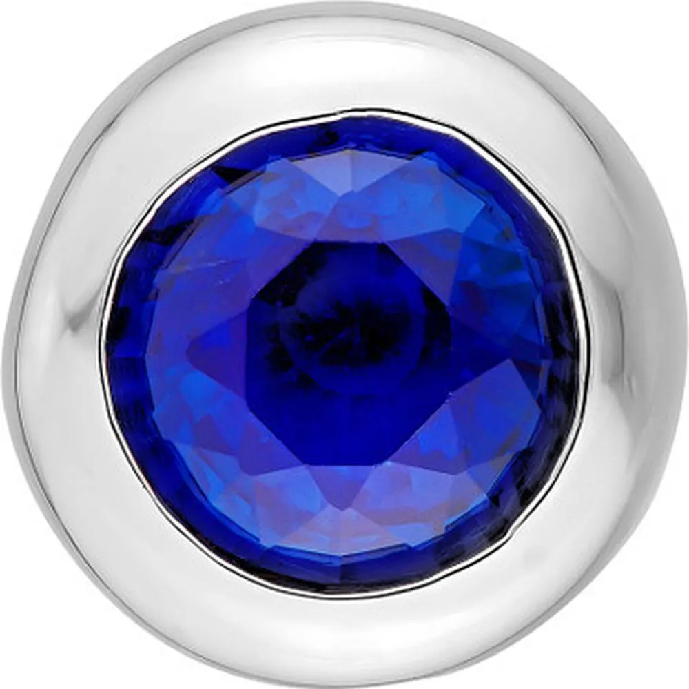 Olas d'Oro - 14K White Gold 4mm Round Blue Sapphire Stud Earrings - 0.66 Carat Total Carat Weight