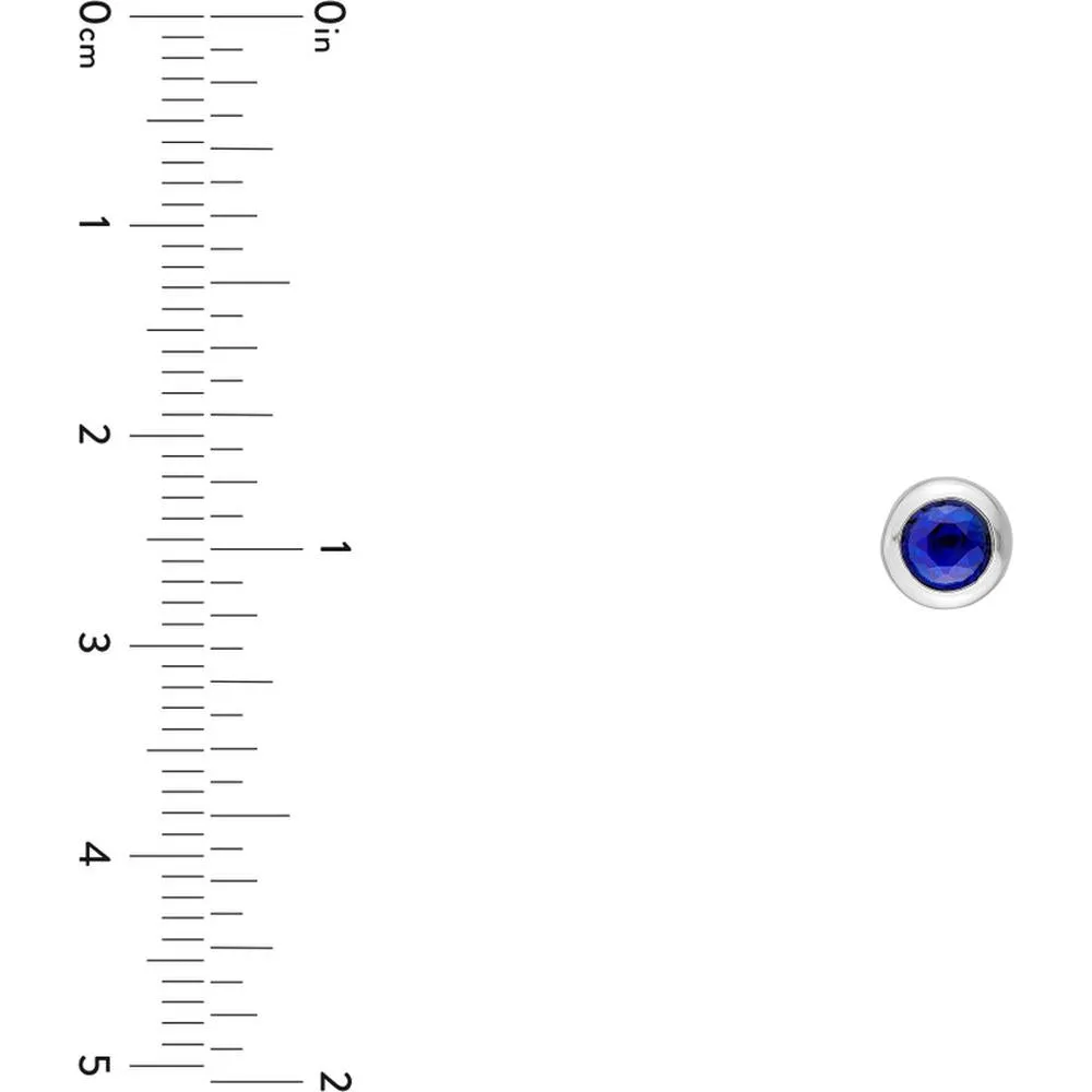 Olas d'Oro - 14K White Gold 4mm Round Blue Sapphire Stud Earrings - 0.66 Carat Total Carat Weight